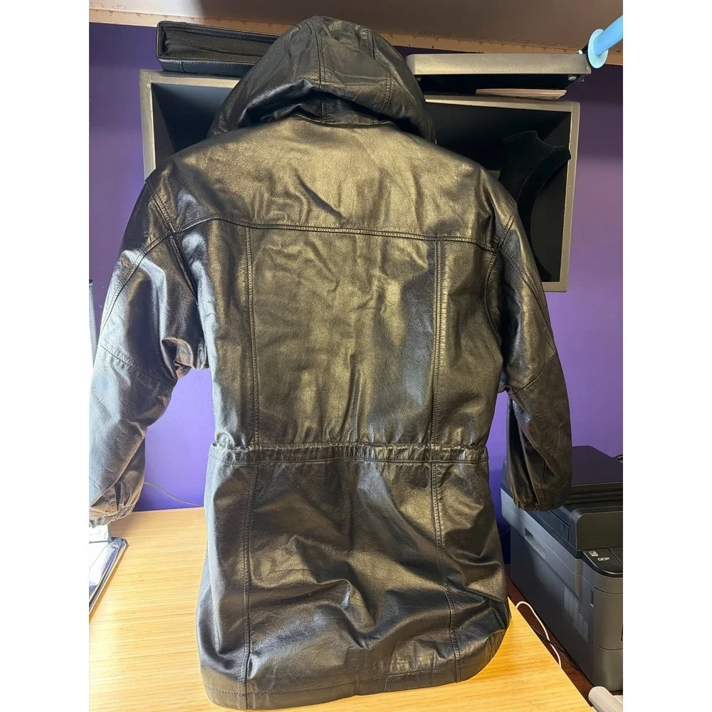 Wilsons‎ Leather Women's M Hooded Coat Thinsulate Insulated Black Jacket